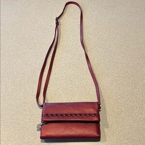 Brighton Red Crossbody Bag with Scalloped Flap